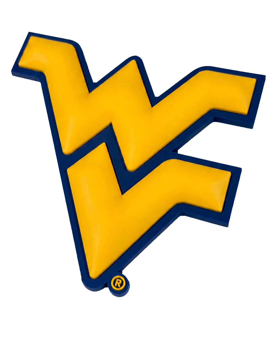 Gold Flying WV GeoMagnet with raised blue edges